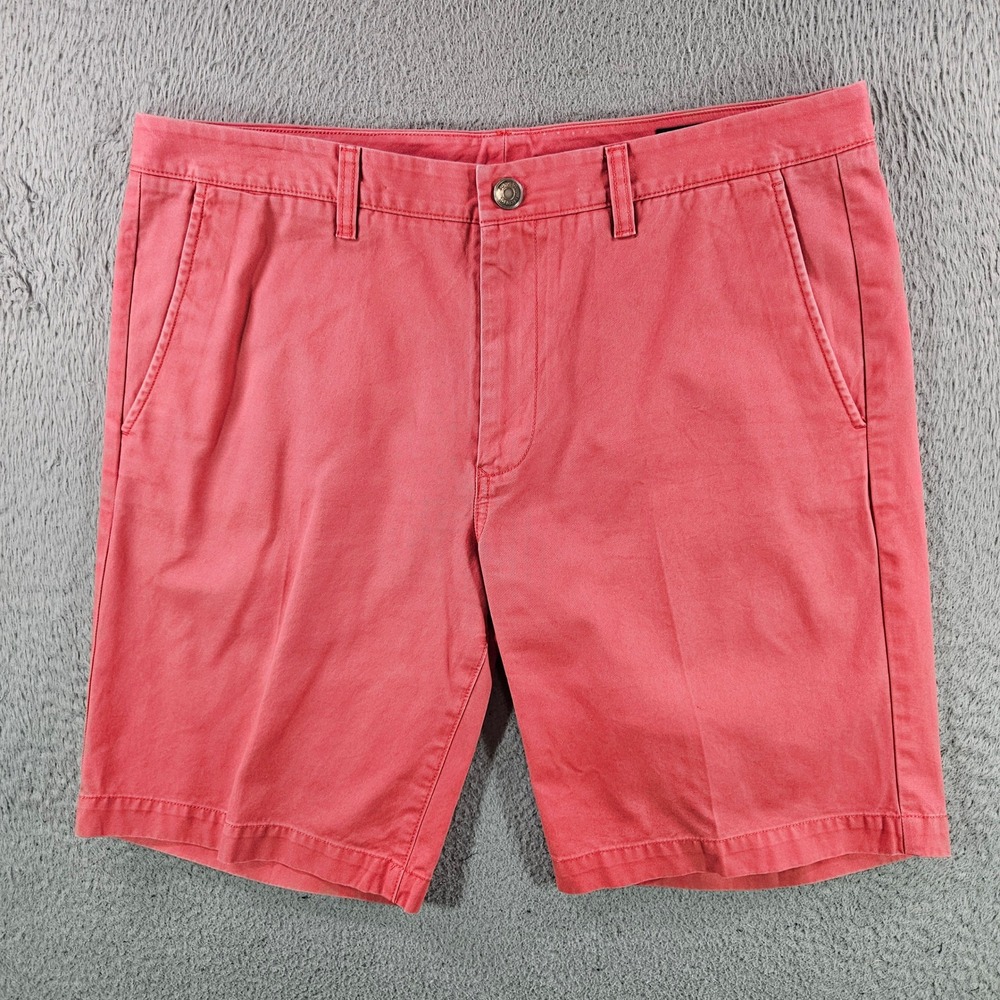 Bonobos Washed‎ Chinos Shorts Mens 34 Salmon Pink Coral 9 Inch Inseam Cotton